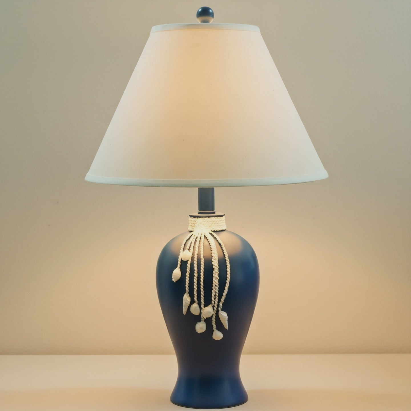 Mediterranean Navy Ceramic Pearl Tassel Table Lamp