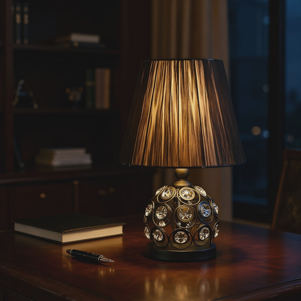 Classic Crystal Pleated Shade Table Lamp