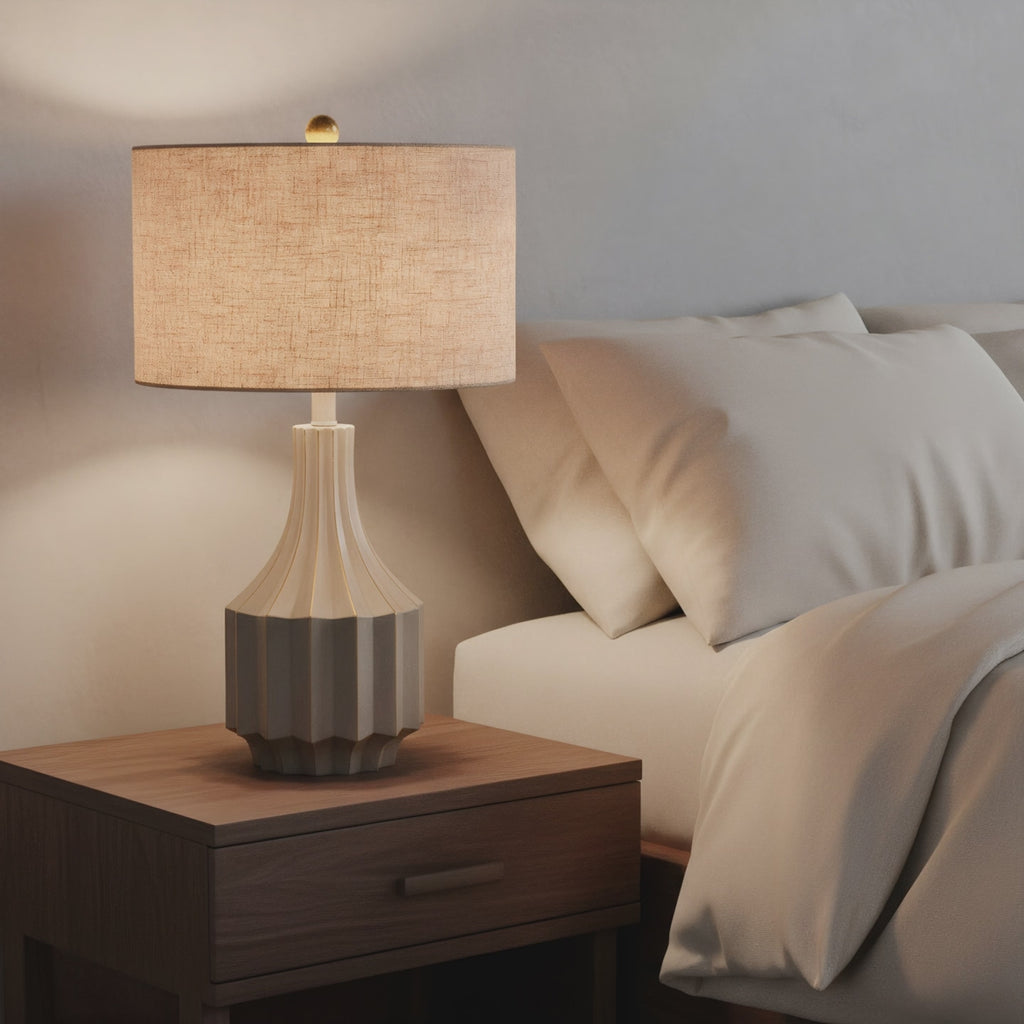 Wabi-Sabi Fluted Resin Table Lamp