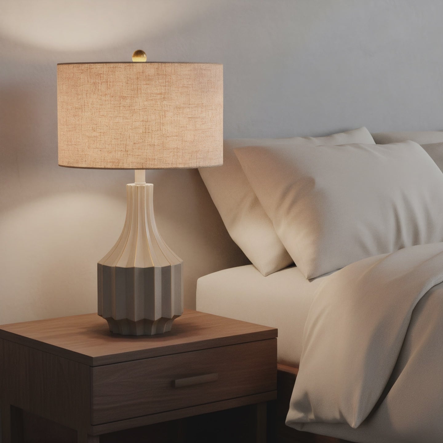 Wabi-Sabi Fluted Resin Table Lamp