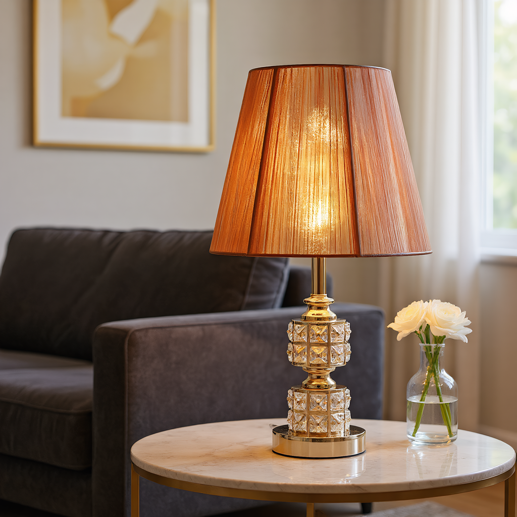 Crystal lamp in elegant living room setting