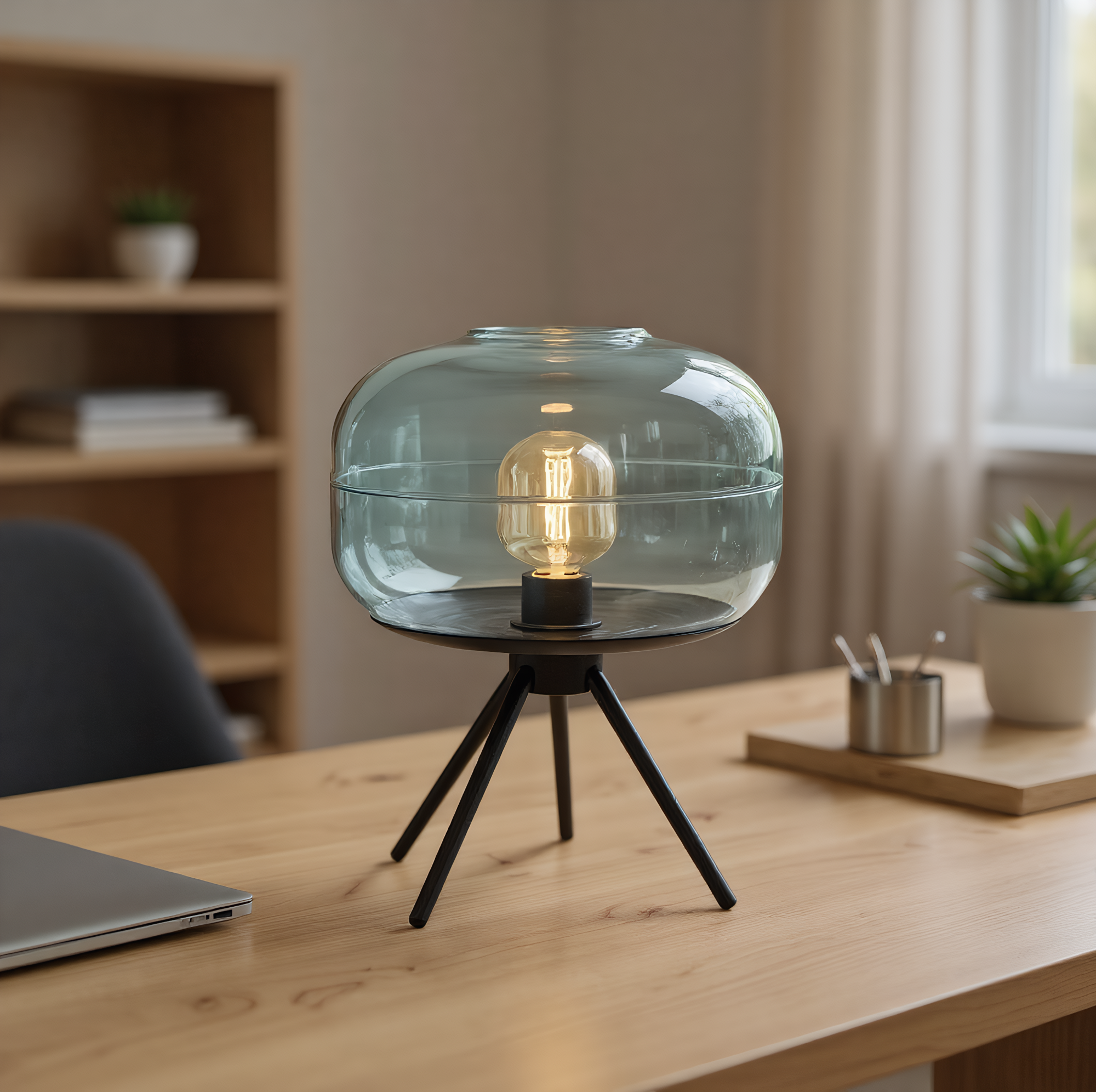 Nordic Hand-Blown Glass Table Lamp lifestyle photo styled in modern interior - Neovall designer lighting