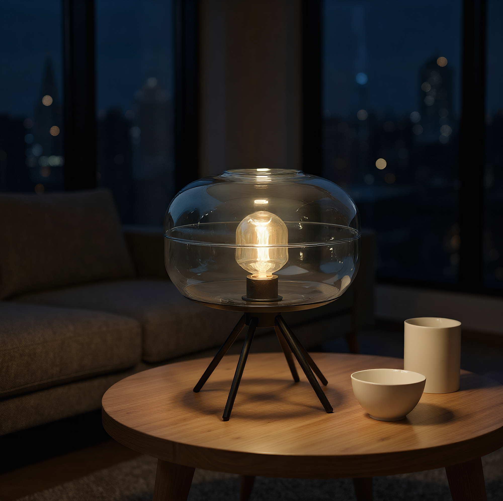 Nordic Hand-Blown Glass Table Lamp detail close-up showing premium materials and craftsmanship - Neovall