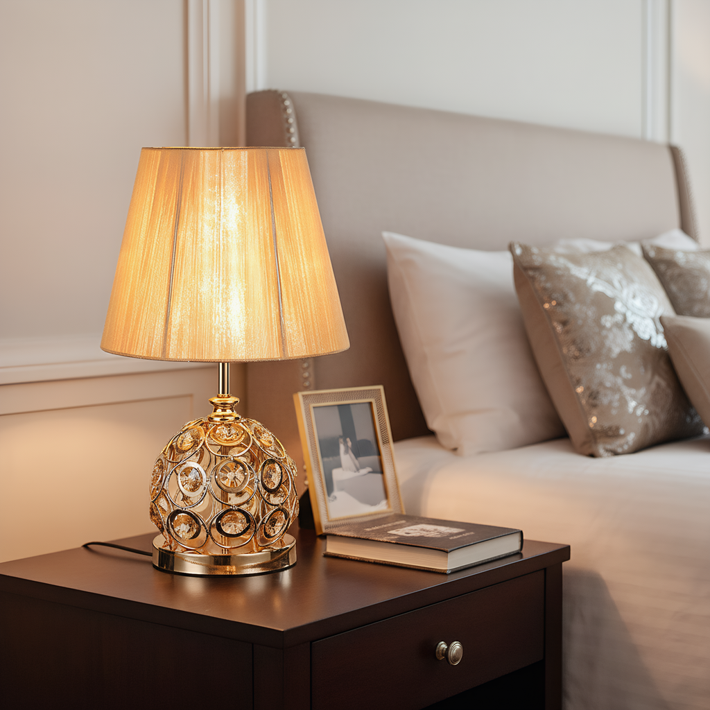 Classic Crystal Pleated Shade Table Lamp