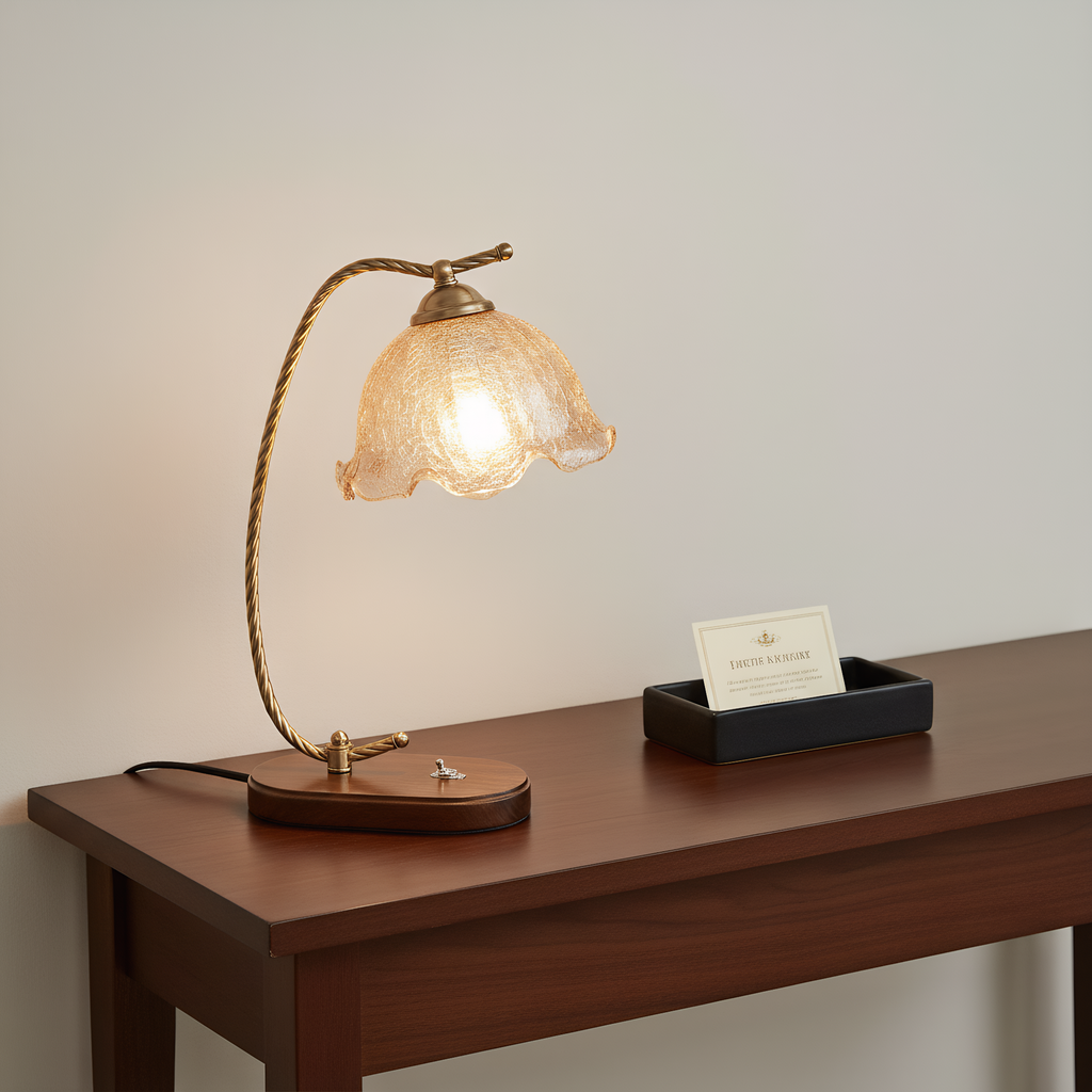 Floral lamp in reading nook - adjustable warm light