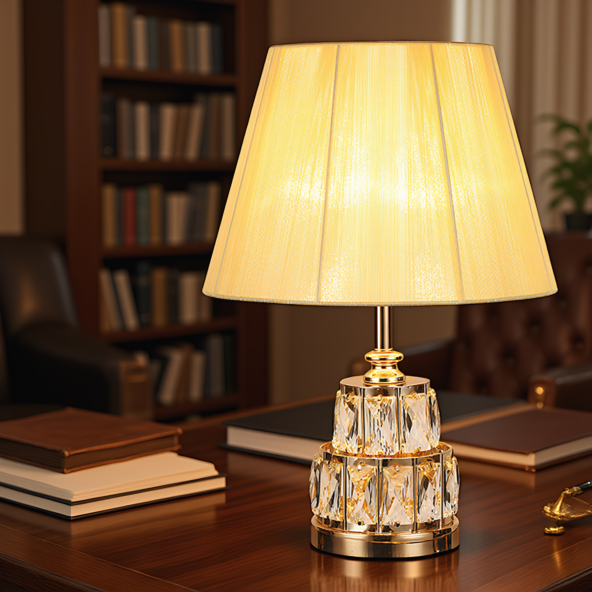 Classic Crystal Pleated Shade Table Lamp