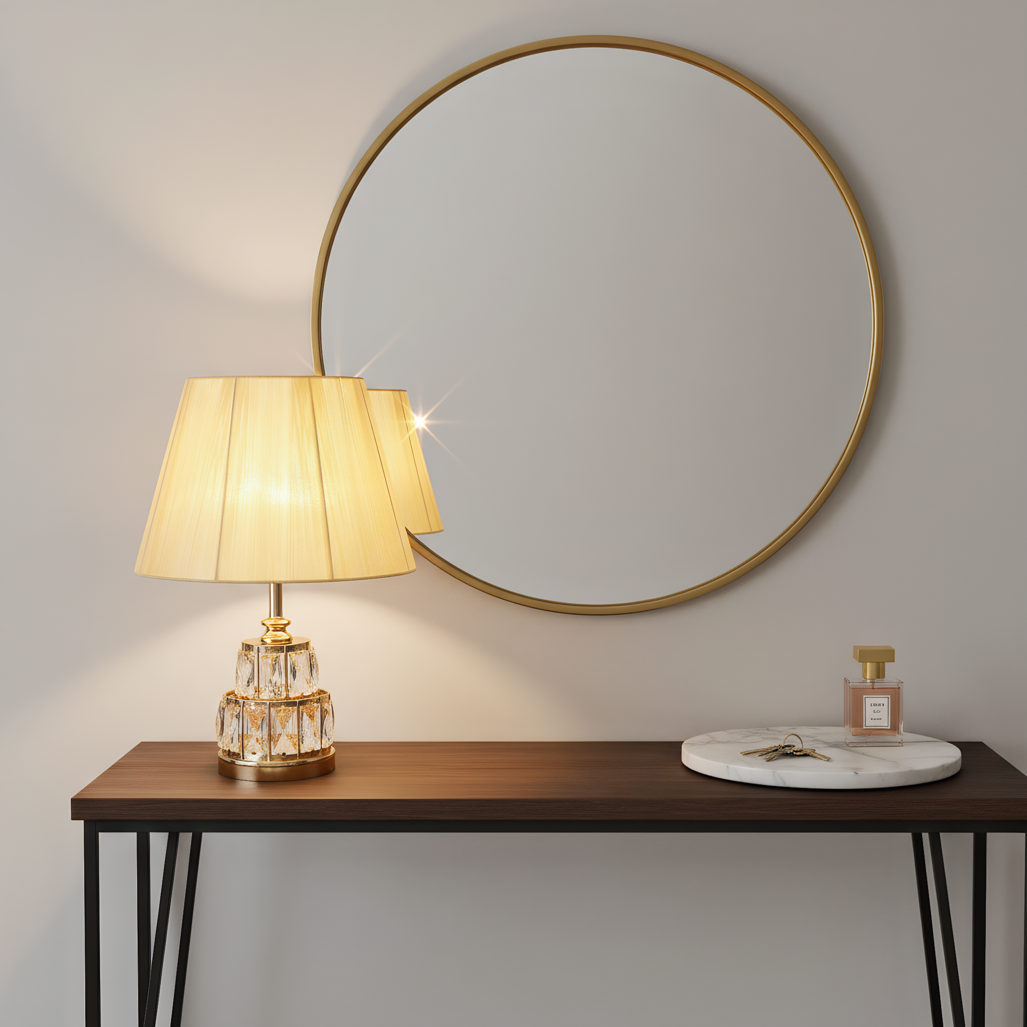 Classic Crystal Pleated Shade Table Lamp