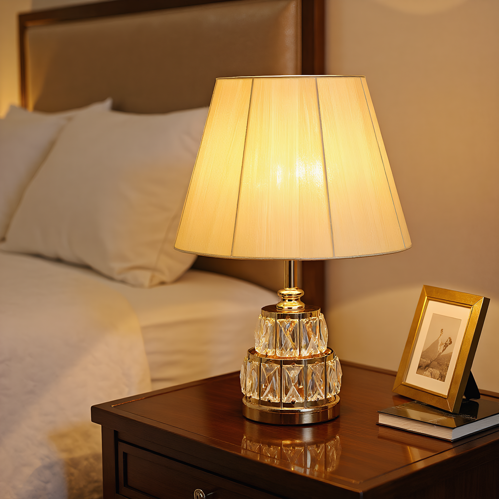 Classic Crystal Pleated Shade Table Lamp