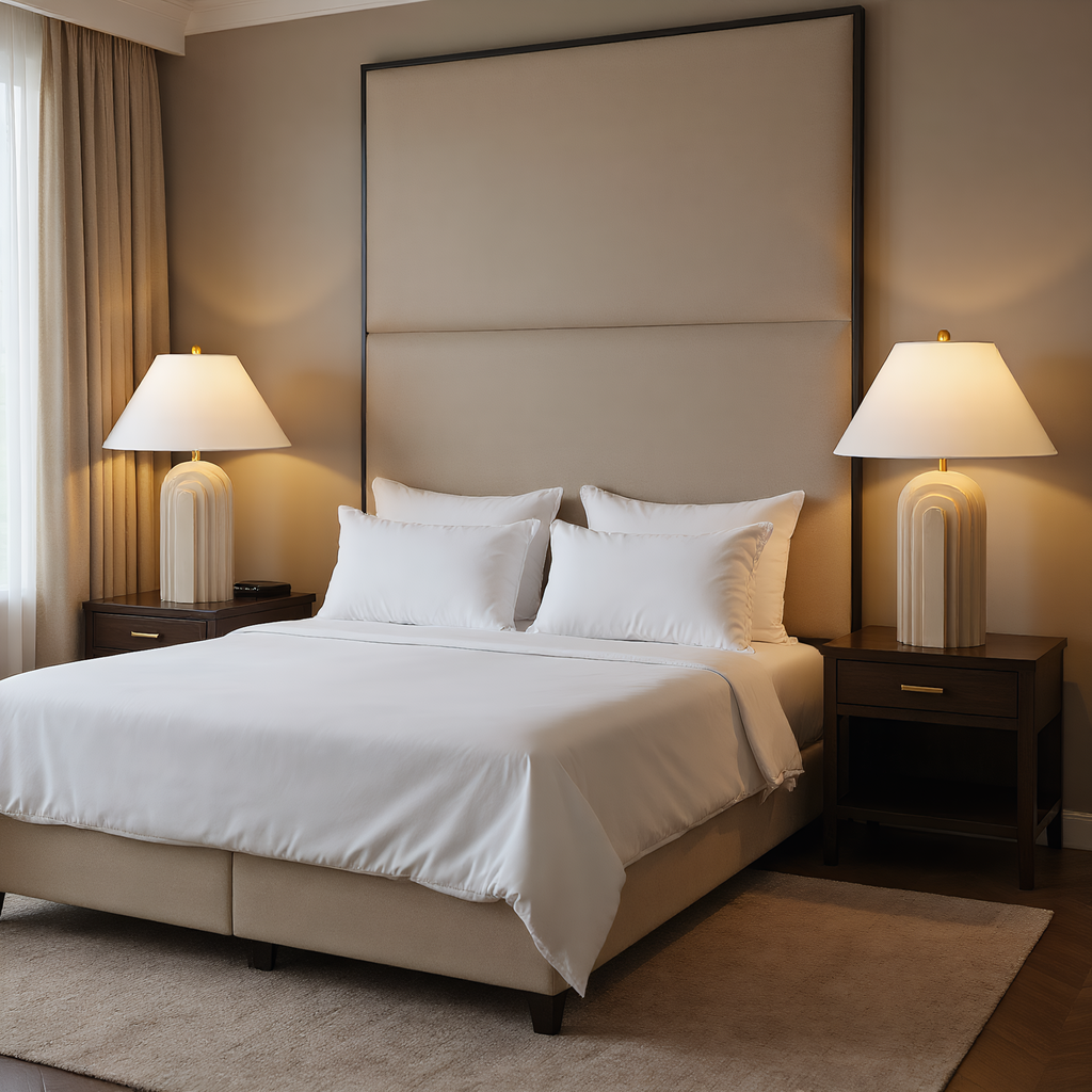 Art Deco arch lamp in modern interior - warm ambient lighting