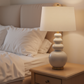 Triple Gourd Ceramic Table Lamp - crackle glaze finish with linen drum shade - Neovall