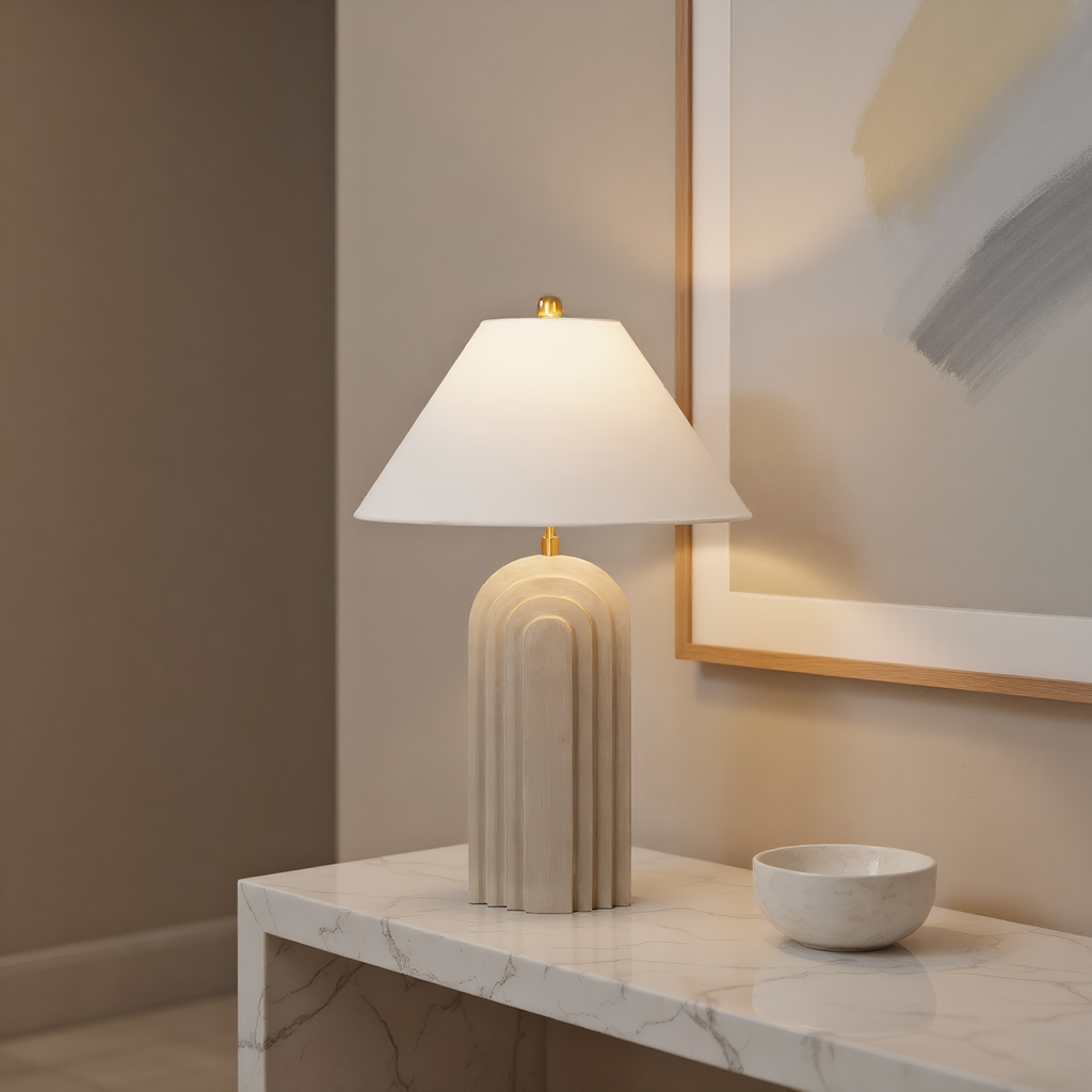 Art Deco Arch Resin Table Lamp detail close-up showing premium materials and craftsmanship - Neovall