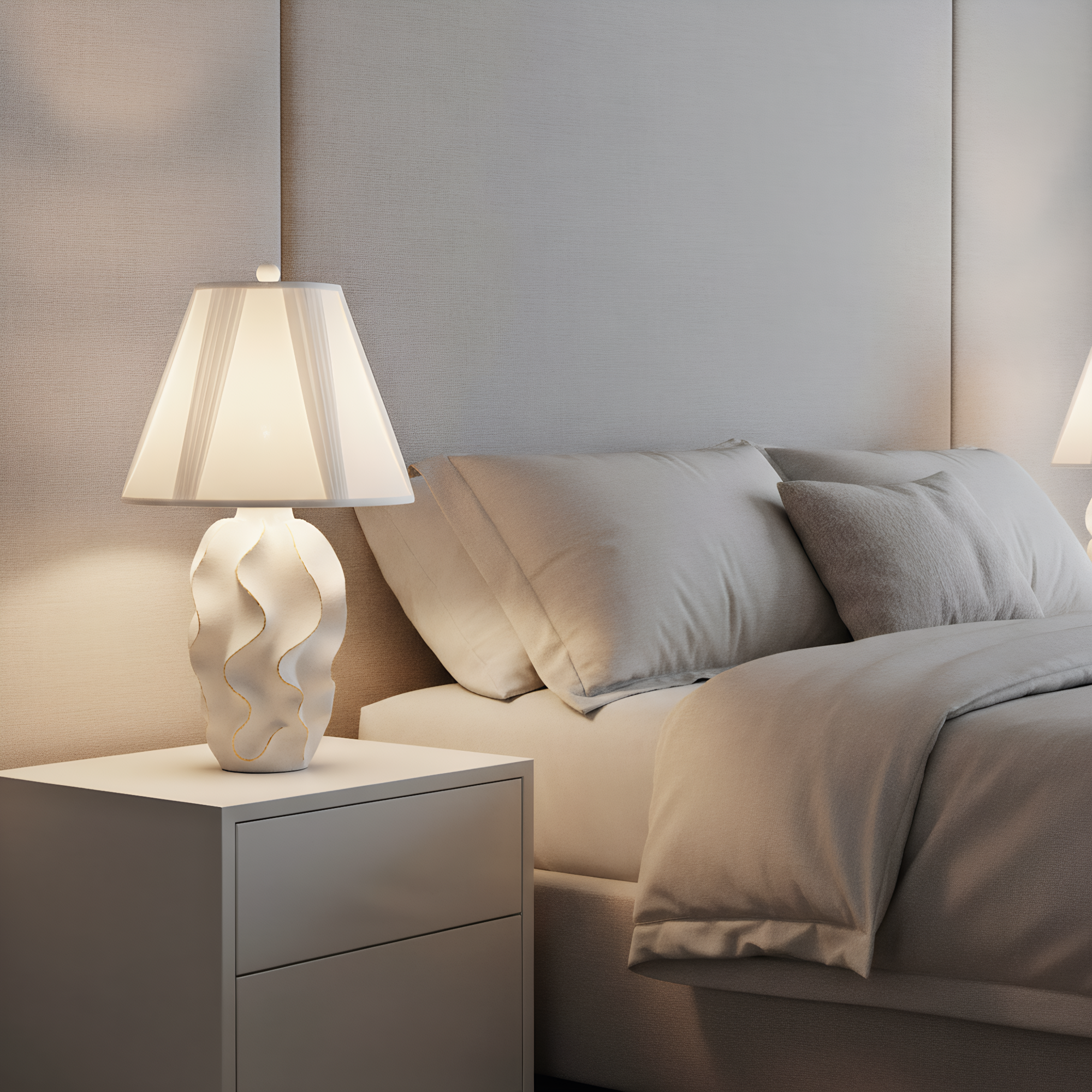 Wave lamp in living room corner - statement floor lighting