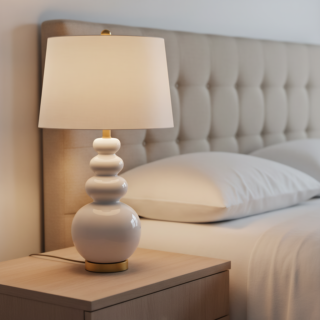 Triple Gourd Ceramic Table Lamp lifestyle photo styled in modern interior - Neovall designer lighting