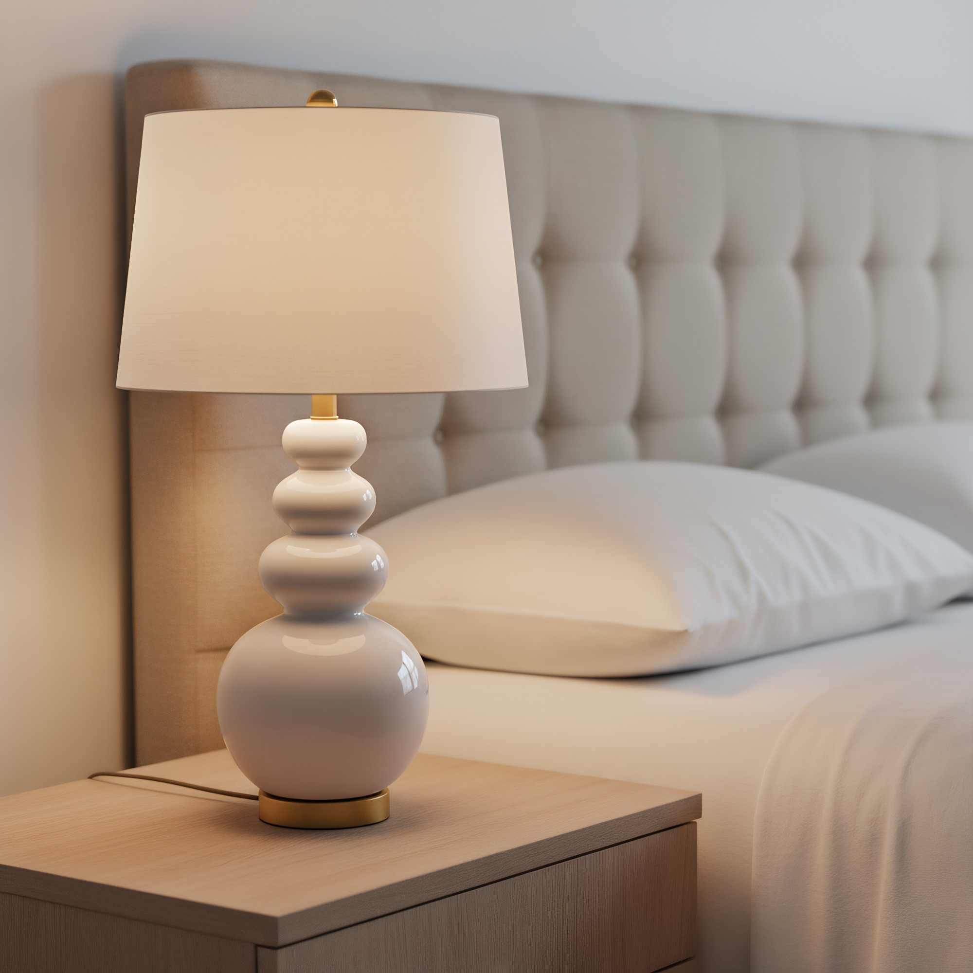 Triple Gourd Ceramic Table Lamp lifestyle photo styled in modern interior - Neovall designer lighting