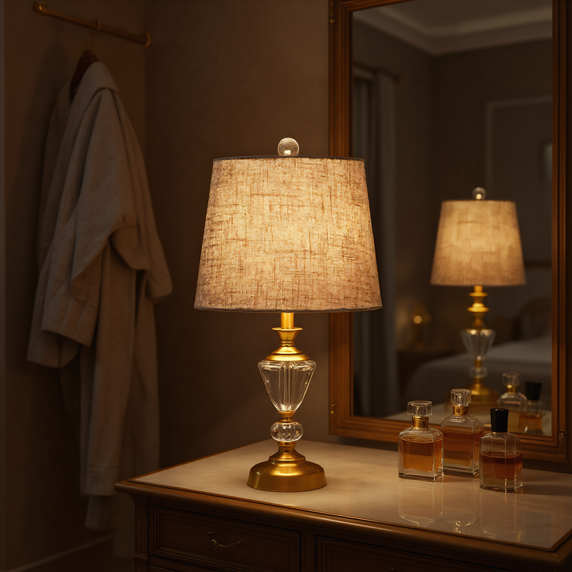 European Crystal Bronze Table Lamp in use - warm ambient lighting for living spaces - Neovall