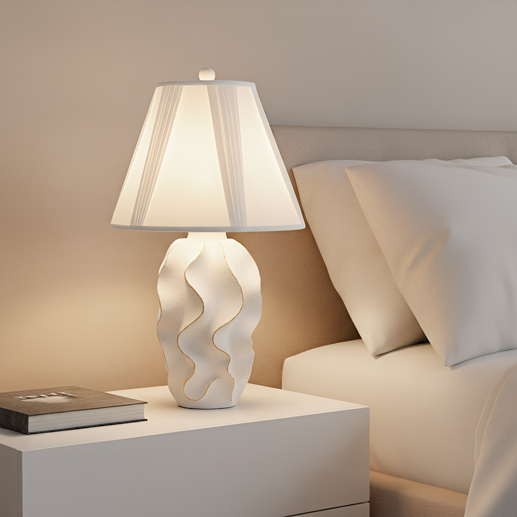 Resin wave lamp front view - contemporary art piece