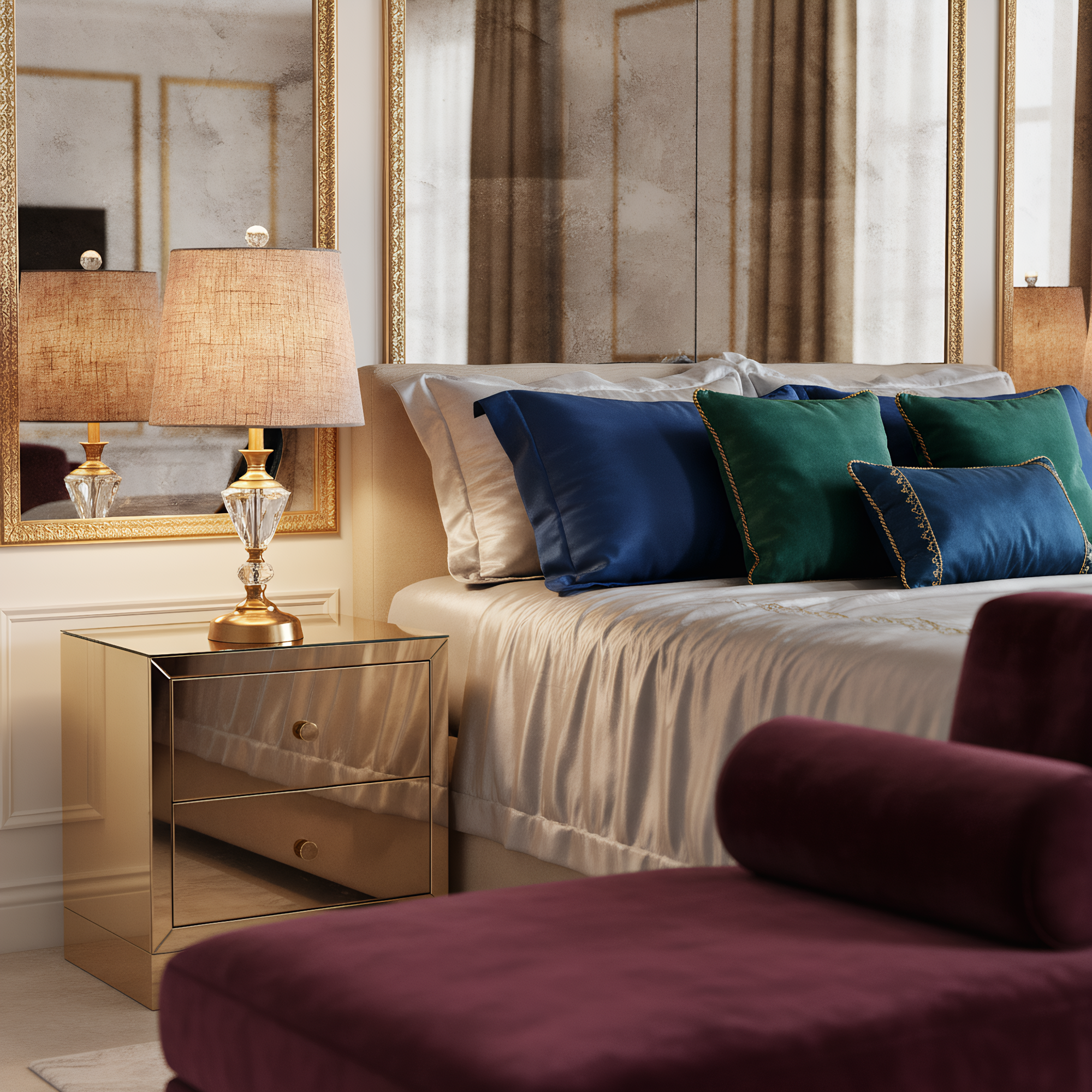 European Crystal Bronze Table Lamp