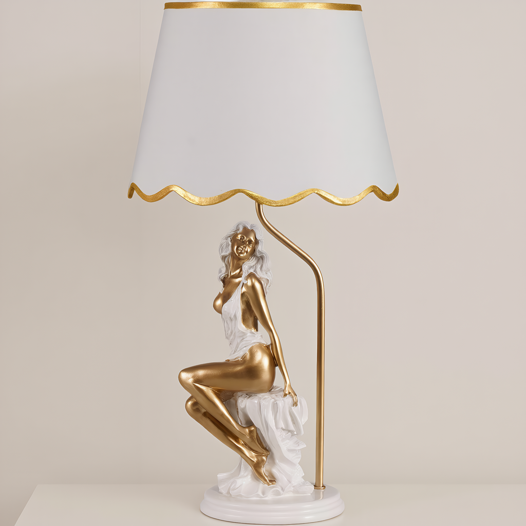 Art Nouveau Figurine Sculptural Table Lamp switch and cable detail - Neovall functional design