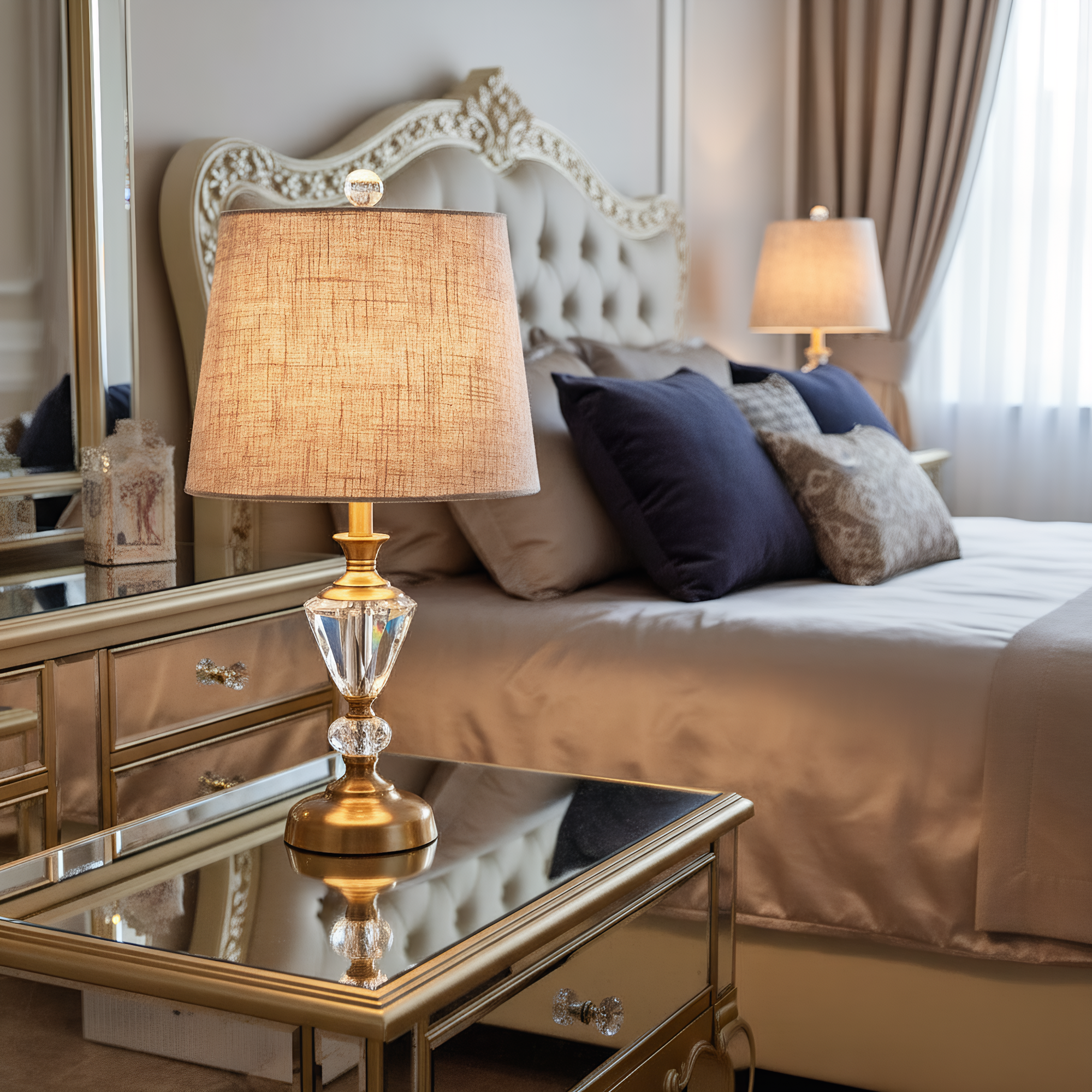 European Crystal Bronze Table Lamp