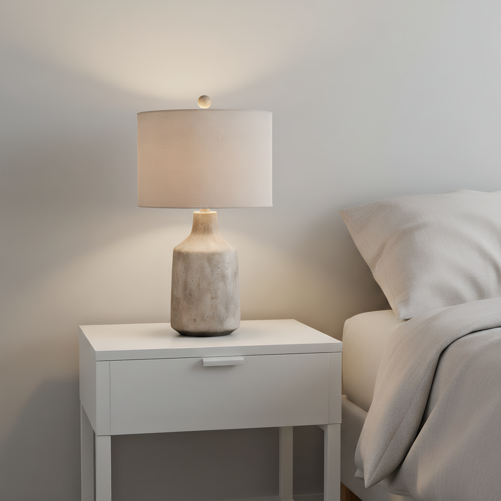 Wabi-Sabi Concrete Linen Table Lamp