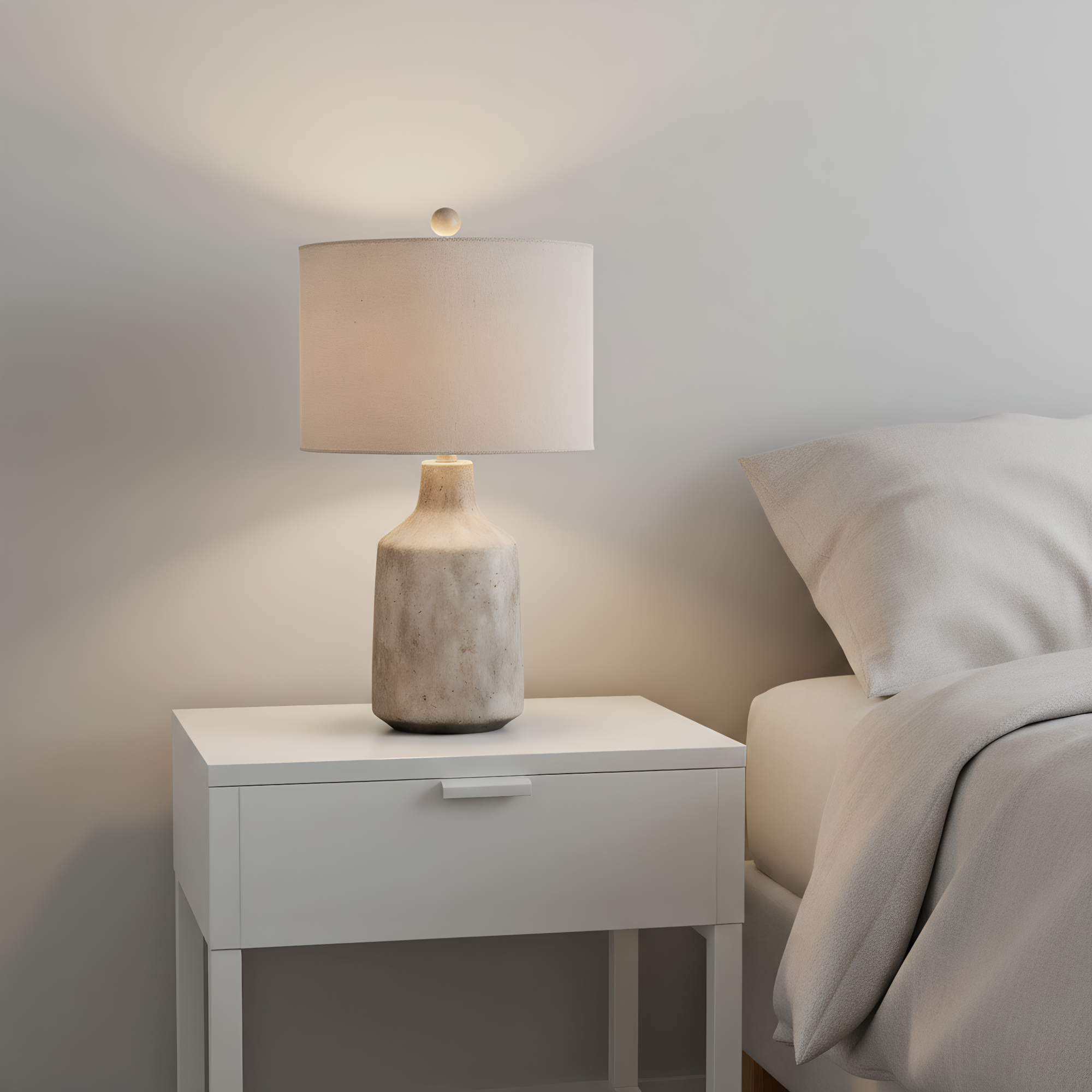 Wabi-Sabi Concrete Linen Table Lamp