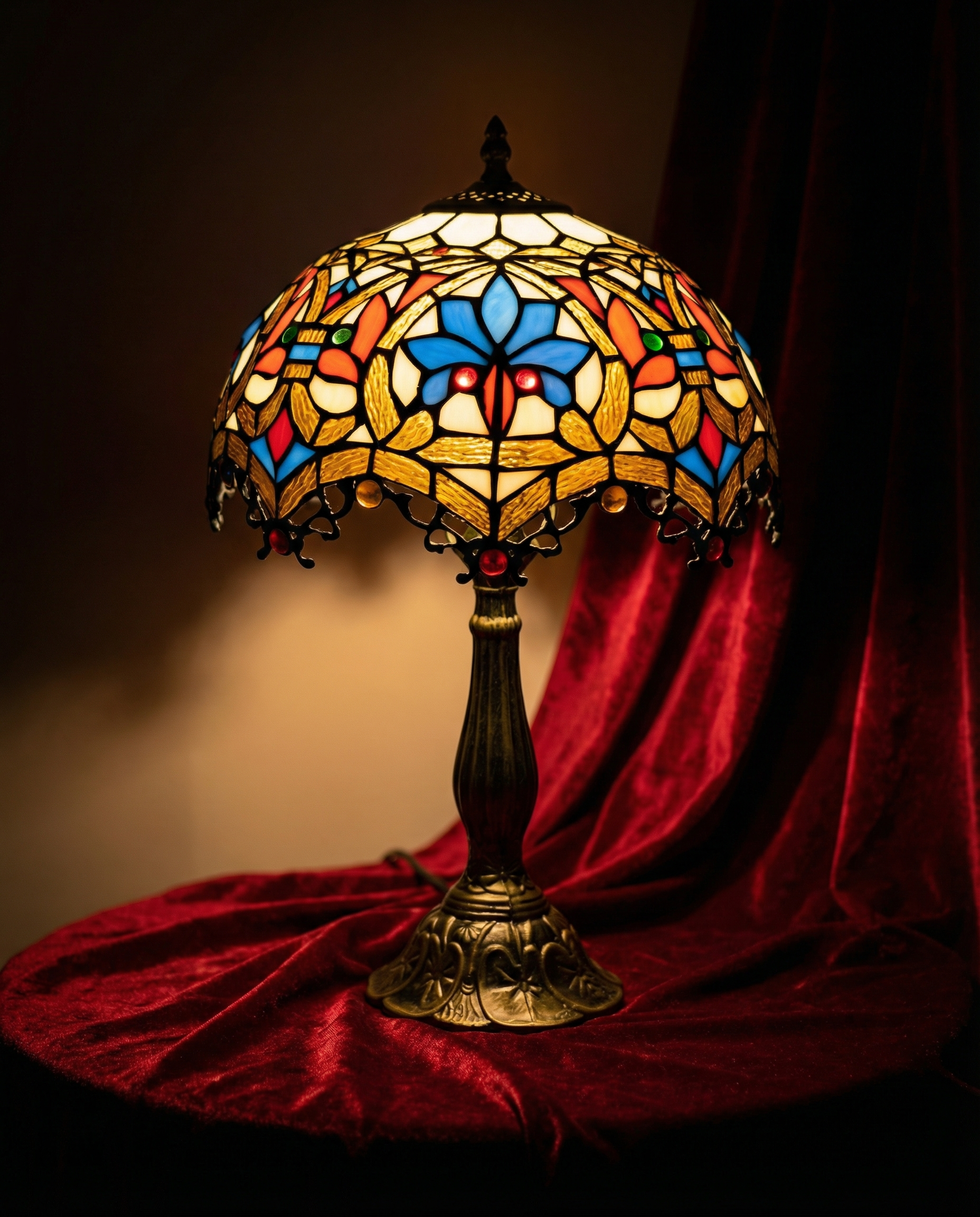 Stained glass kaleidoscopic light pattern - warm colorful glow