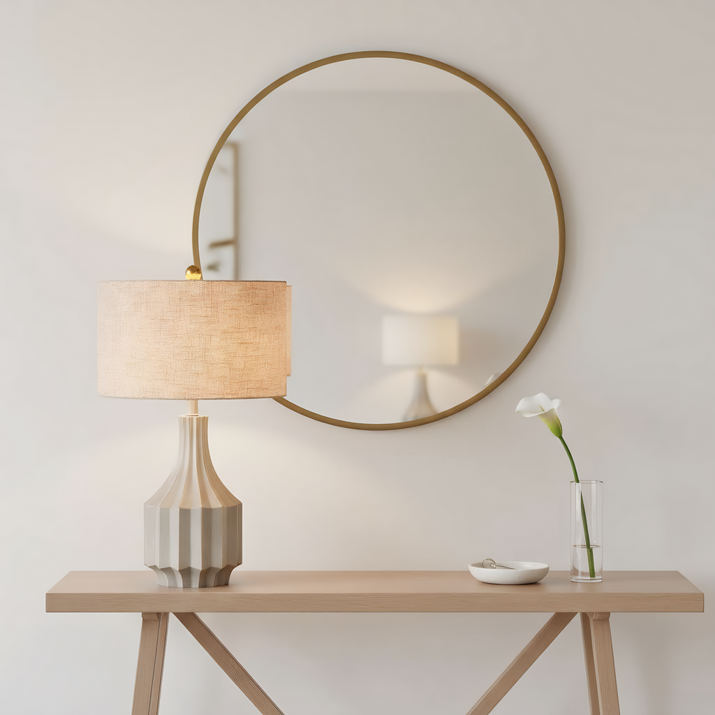 Wabi-Sabi Fluted Resin Table Lamp top view showcasing shade design - Neovall premium lighting