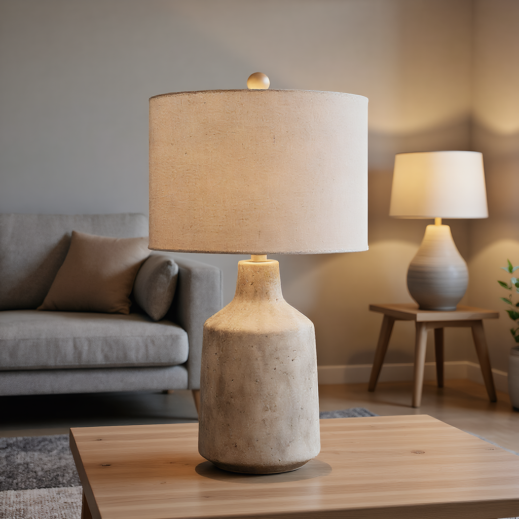 Wabi-Sabi Concrete Linen Table Lamp