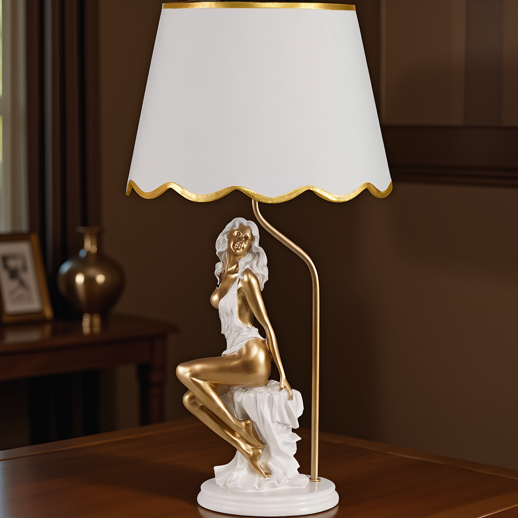 Art Nouveau Figurine Sculptural Table Lamp lifestyle photo styled in modern interior - Neovall designer lighting