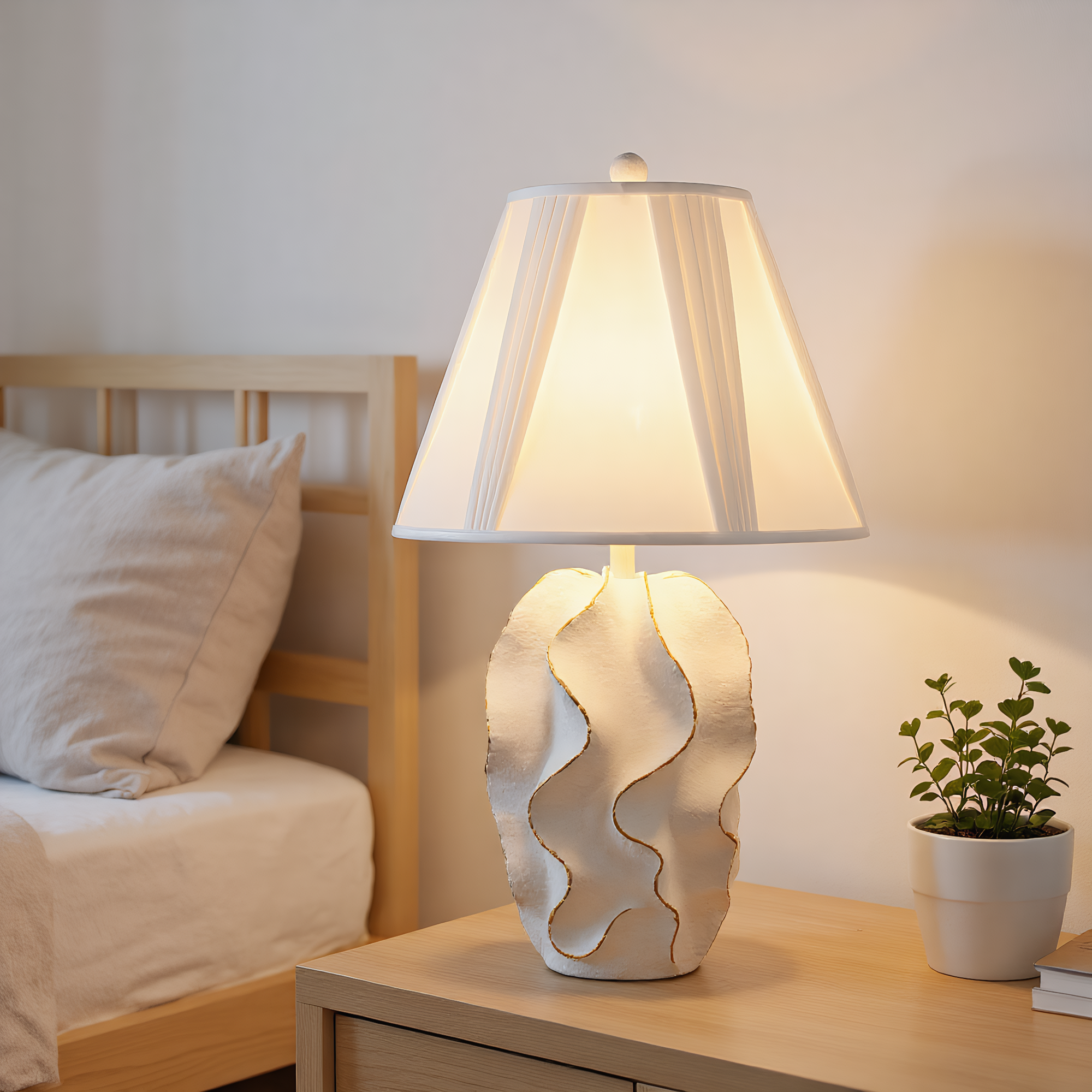 Sculptural Resin Wave Table Lamp