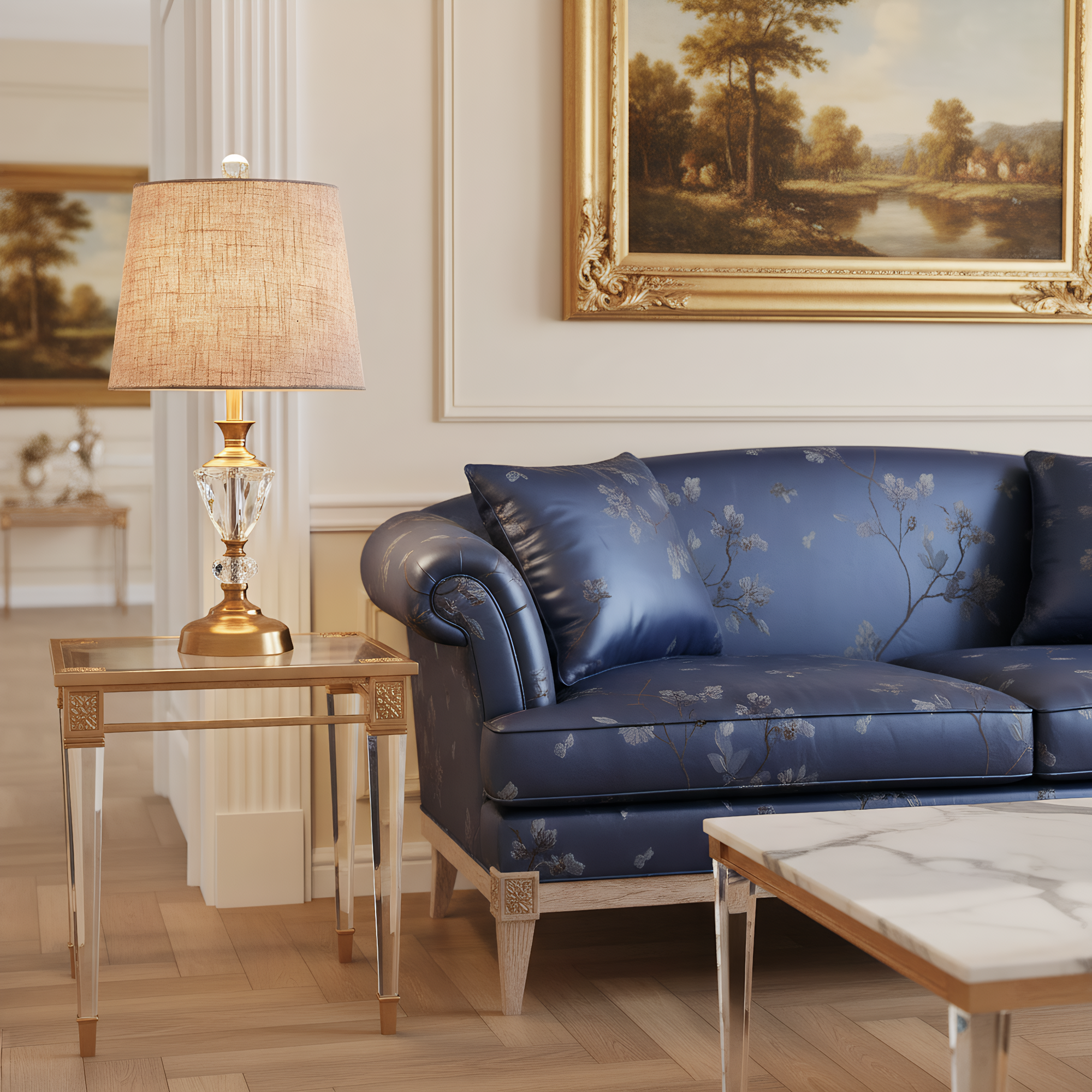 European Crystal Bronze Table Lamp