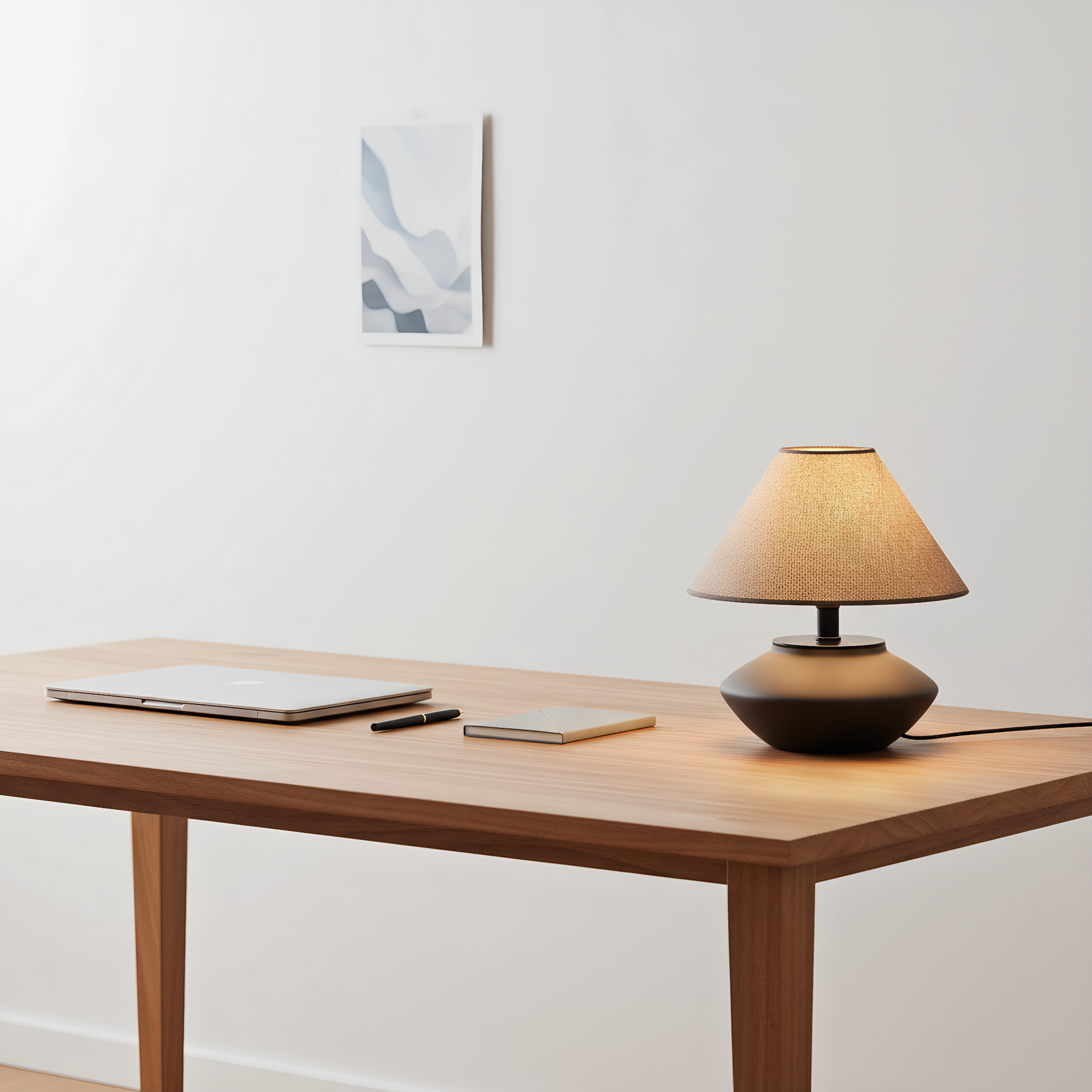 Minimalist lamp on desk - clean home office lighting