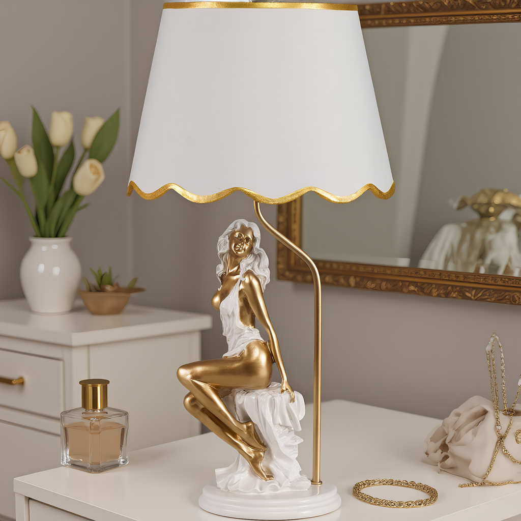 Art Nouveau Figurine Sculptural Table Lamp detail close-up showing premium materials and craftsmanship - Neovall
