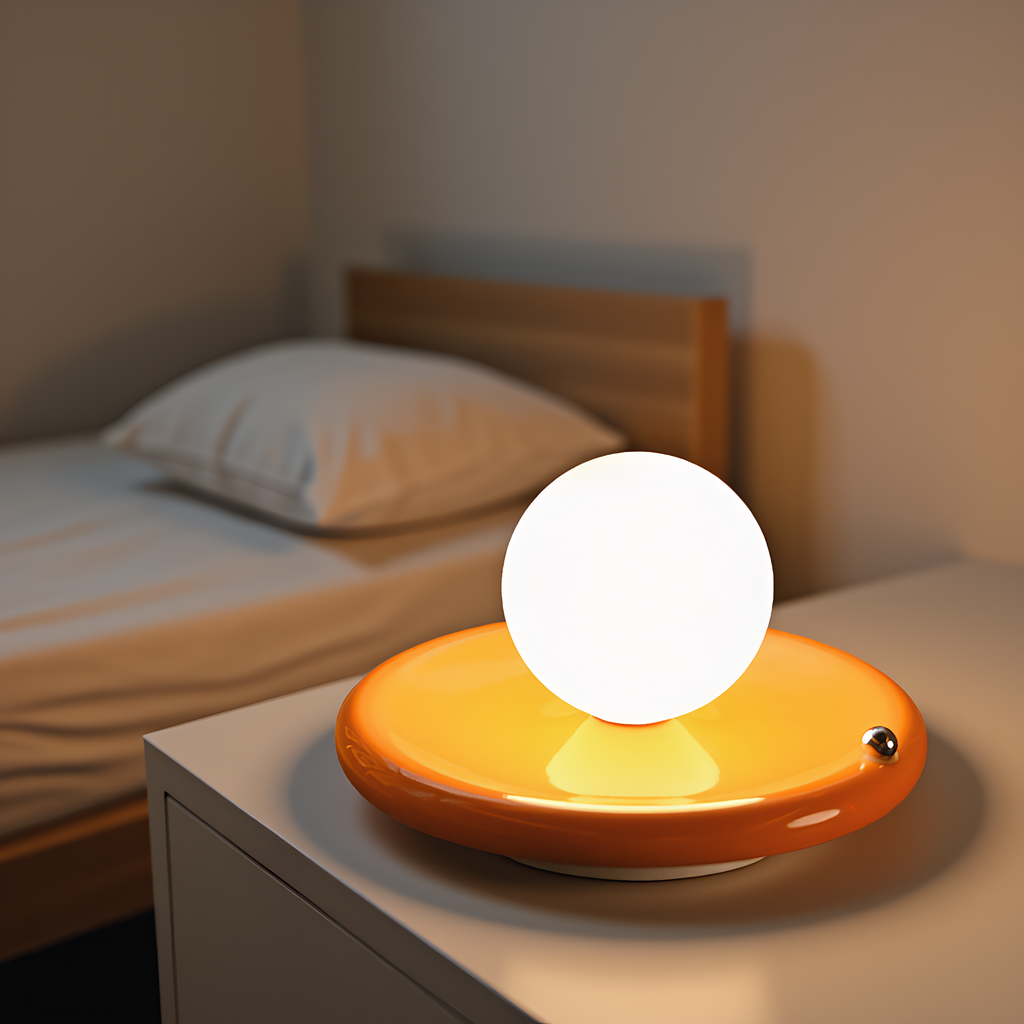 Rechargeable orb lamp multiple colors - orange black white cream