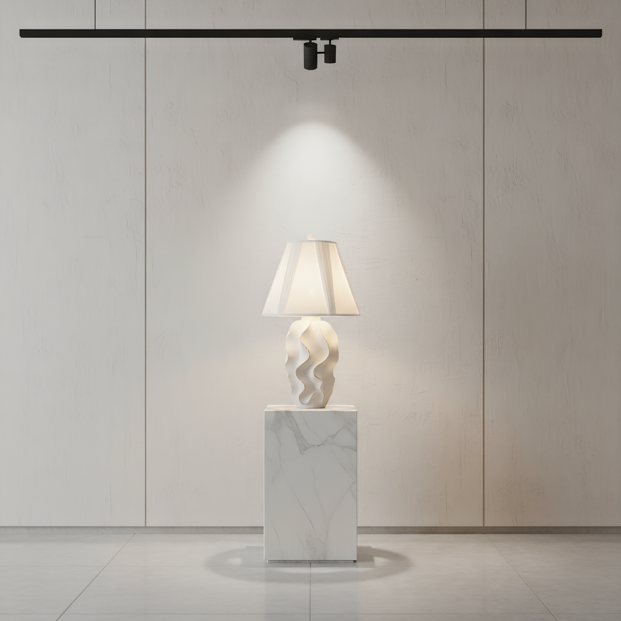 Sculptural Resin Wave Table Lamp