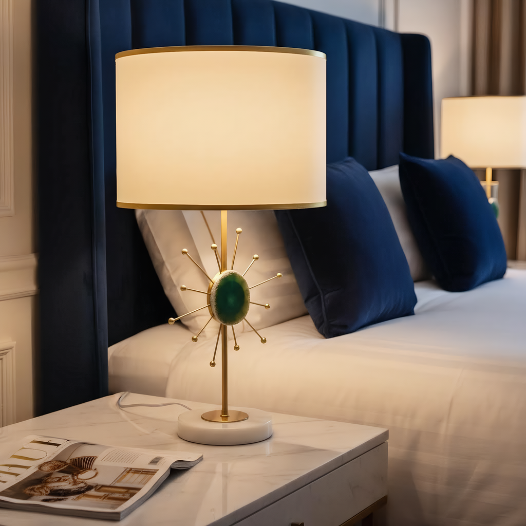 Sunflower lamp on living room console - statement piece