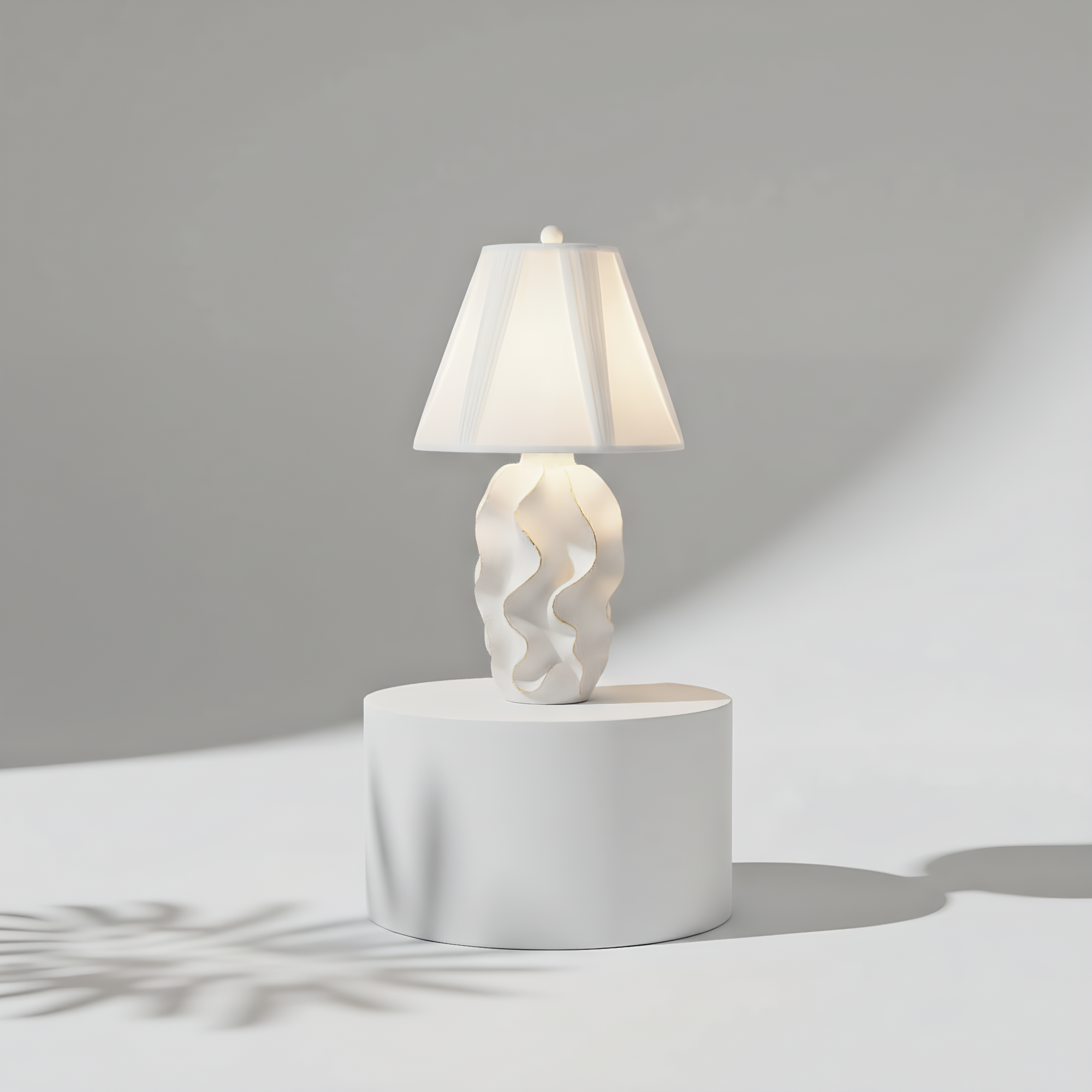 Sculptural Resin Wave Table Lamp detail close-up showing premium materials and craftsmanship - Neovall