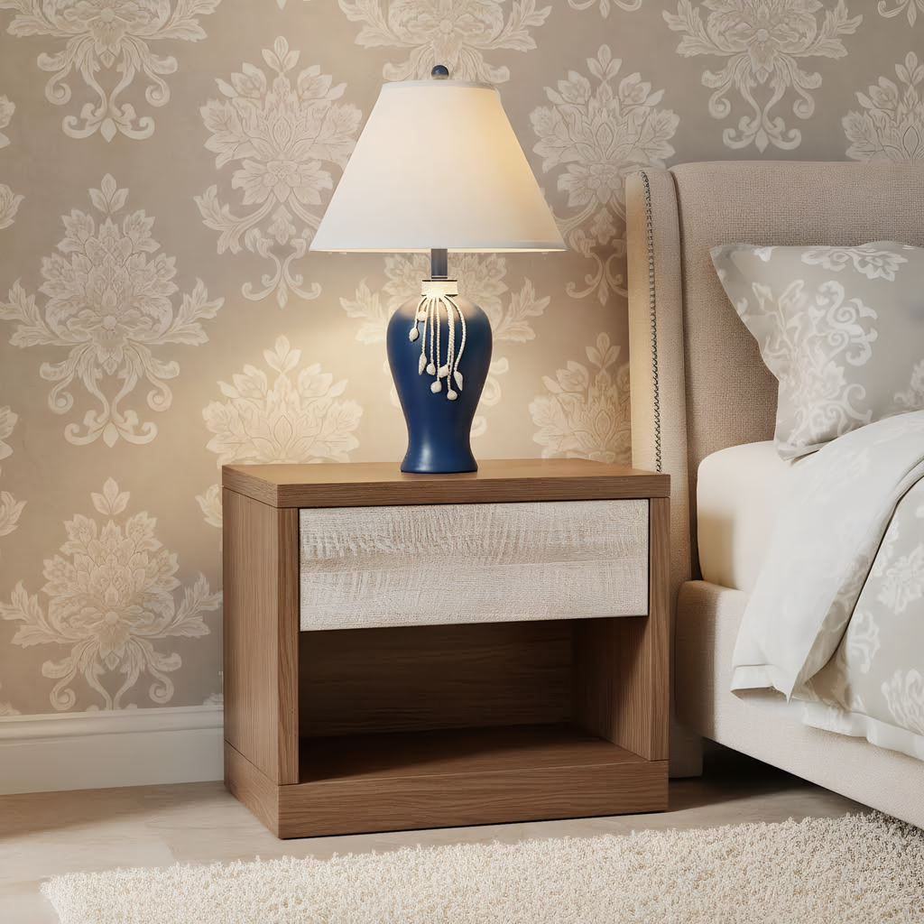Mediterranean Navy Ceramic Pearl Tassel Table Lamp dimension and scale reference - Neovall premium table lamp