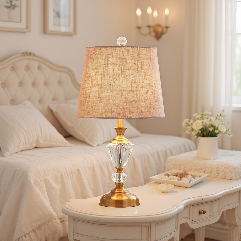 European Crystal Bronze Table Lamp base detail showing material finish - Neovall designer collection