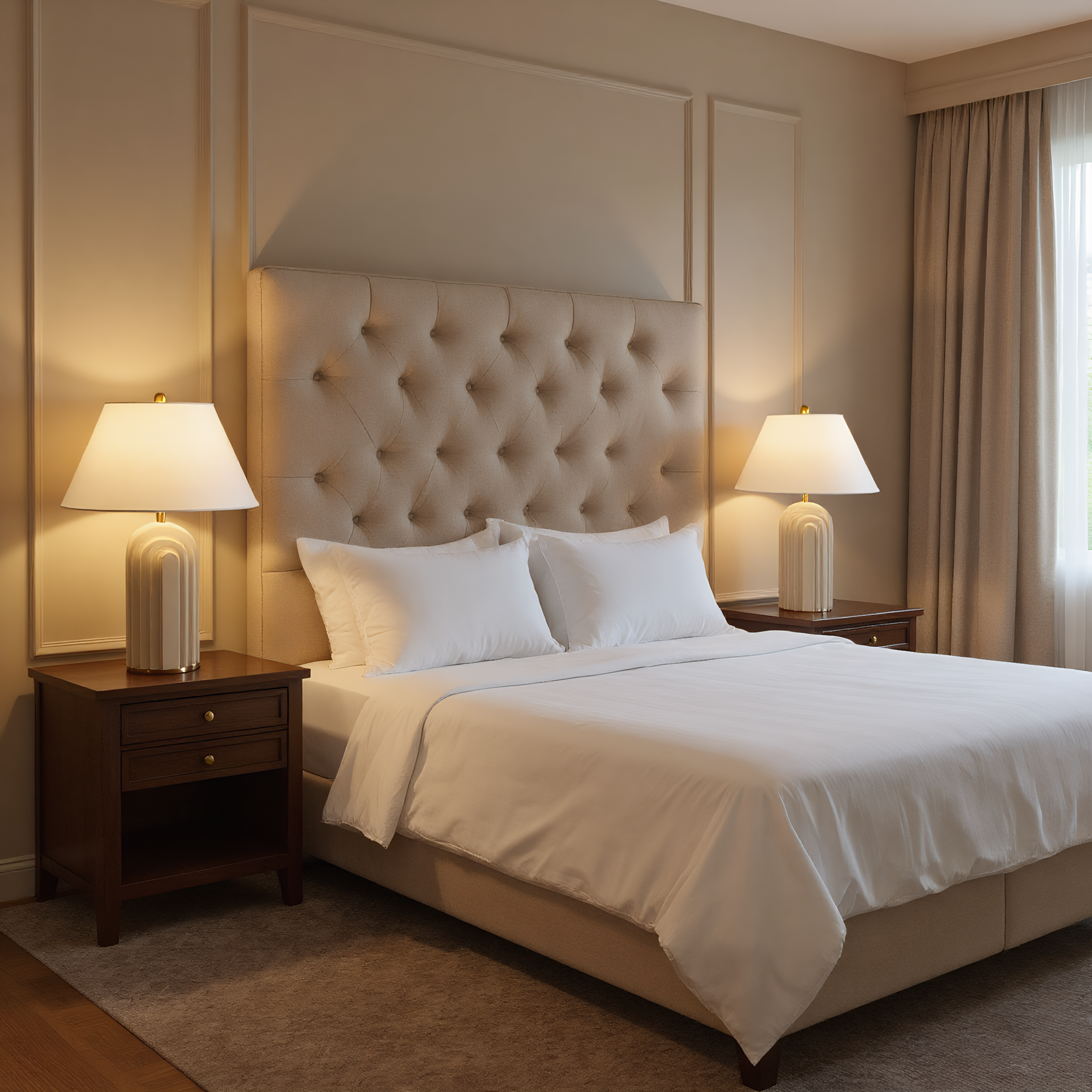 Art Deco Arch Resin Table Lamp lifestyle photo styled in modern interior - Neovall designer lighting