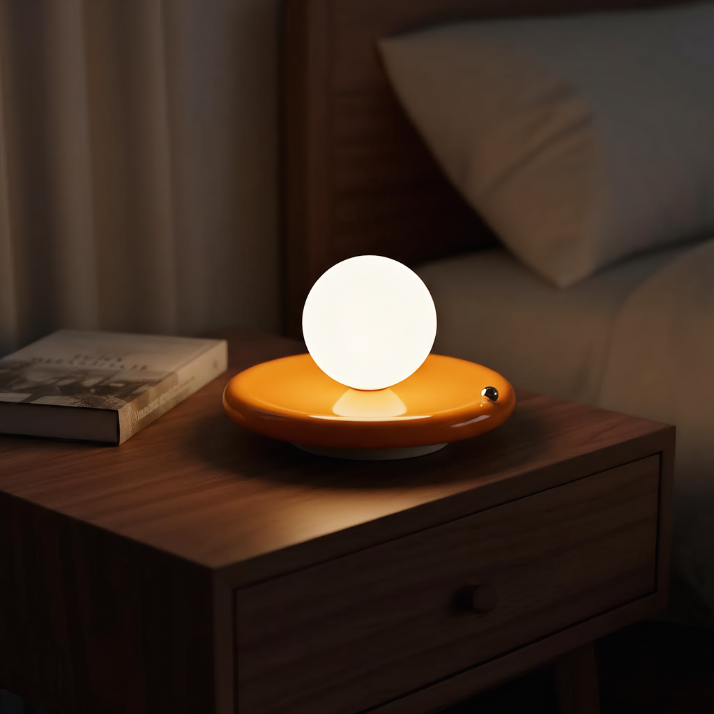 Minimalist Orb Rechargeable Accent Lamp orange - cordless LED touch lamp - Neovall