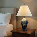 Mediterranean Navy Ceramic Pearl Tassel Table Lamp lifestyle photo styled in modern interior - Neovall designer lighting