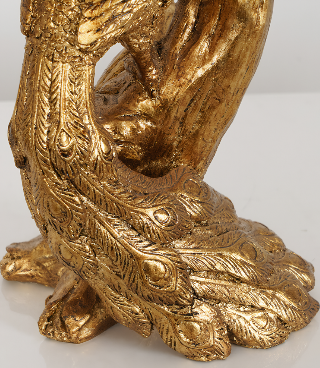 Brass Peacock Figurine Table Lamp
